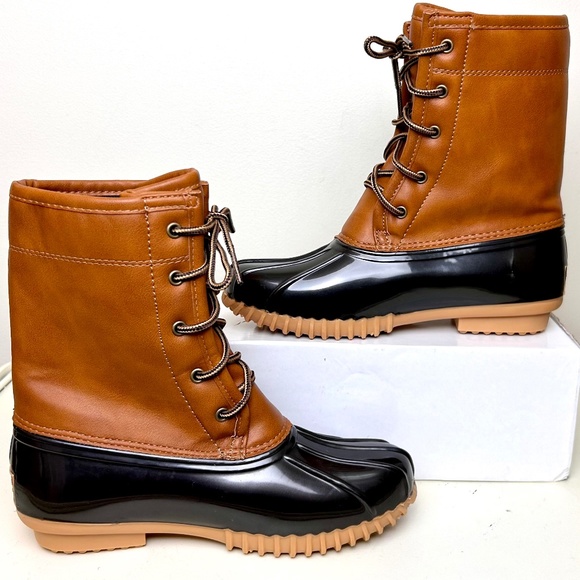Sporto,  Arianna The Original Duck Boot Chestnut Brown and Tan Waterproof sz 6M - Picture 2 of 9